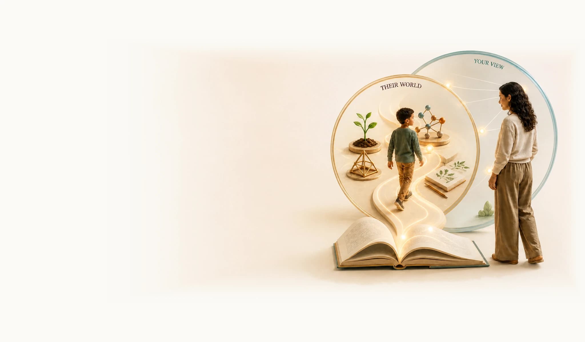 A child follows an independent learning path while their guardian sees meaningful milestones
